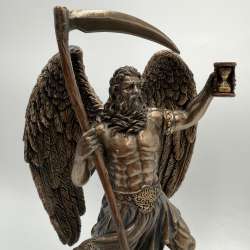 Chronos God of Time Statue Bronze Finish Veronese Figurine Scythe Hourglass 18cm