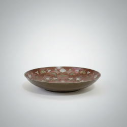 Vintage Antique Brass Enamel Decorative Bowl Plate Dish Handcrafted Paisley Floral Art Decor