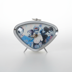 Vintage Retro Alarm Clock Mid-Century Modern Chrome Table Clock Women Picture Collectible Decor
