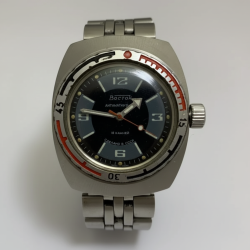 Vintage Mens Watch Vostok Amphibia Sector Dial Barrel Case USSR 18 Jewels 163