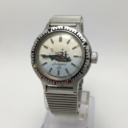 Vintage Mens Watch Vostok Amphibia Aircraft Carrier Albatross USSR Blue Dial 155