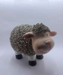 Vintage Cute Ceramic Sheep Figurine Rustic Farm Decor Small Lamb Statue Textured