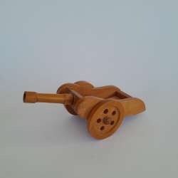 Vintage Small Wooden Cannon Model Handcrafted Mini Military Decor Collectibles