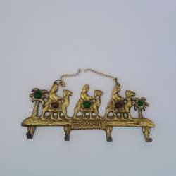 Retro Vintage Brass Jerusalem Key Holder Camel Wall Hook Middle Eastern Decor