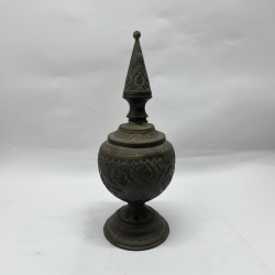 Vintage Indo - Copper Rose Water Jug Perfume Vessel Ornate Engraved Decora