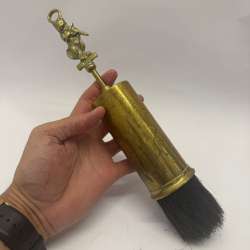 Vintage Brass Fireplace Brush | Cat Fiddle Violin Hearth Tool | Ash Cleaner Broo
