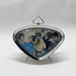 1960s Vintage Mid-Century Modern Alarm Clock, Unique Delta Shape, Retro Girls Fa