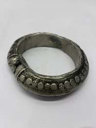 Yemenite Bedouin Oxidized Silver Bangle Bracelet - Traditional Tribal Filigree