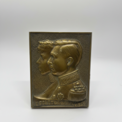 Antique 1935 King Leopold III & Queen Astrid Belgium Bronze Commemorative Plaque