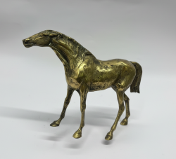 Vintage Brass Bronze Horse Statue Figurine Decor Gold Tone Equestrian Art Collec