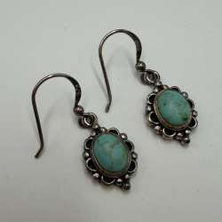 925 Sterling Silver Turquoise Earrings Vintage Dangle Boho Jewelry Gift Her