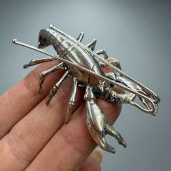 Vintage Italian 800 Silver Lobster Figurine Miniature Collectible Statue