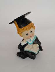 Vintage Graduation Boy Figurine Reading Book Resin Cute Student Decor Gift
