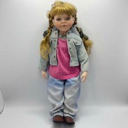 Vintage Porcelain Doll Collectible Blonde Hand-Painted Face Limited Edition