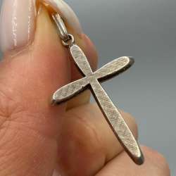 Vintage German Sterling Silver 925 Cross Pendant Textured & Marked Bail
