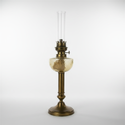 Antique Brass Kerosene Oil Lamp with Glass Font & Chimney - Vintage Home Decor