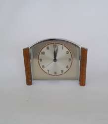 RARE 1980s Vintage Desk Clock Wood & Metal Retro Classic Collectibles Decor Gift