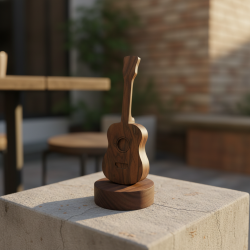 Olive Wood Miniature Guitar Figurine Handmade Wooden Instrument Home Decor Art