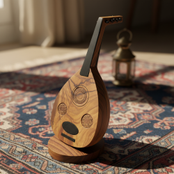 Miniature Olive Wood Oud Instrument Decor Figurine | Middle Eastern Art Ornament