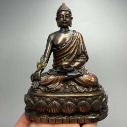 Buddha Statue Bronze Finish Polystone Meditation Figurine Gift Box Home Decor