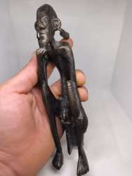 Vintage African Bronze Tribal Statue – Seated Figure Sculpture Heavy 900g