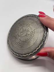 Vintage Antique Silver Tone Engraved Floral Makeup Compact Box - Vanity Decor