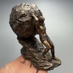 Sisyphus Bronze Finish Figurine Polystone Greek Mythology Statue Gift Box Decor