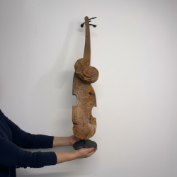 Abstract Olive Wood Violin Sculpture Art Figurine Hand Carved Music Instrument S