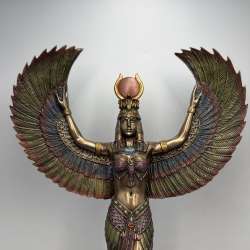 Isis Goddess Statue Bronze Finish Egyptian Winged Figurine Gift Box Home Decor