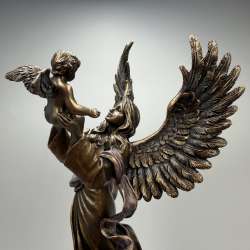Maat Goddess Figurine Bronze Finish Egyptian Statue Winged Decor 21 cm