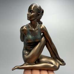 Yogini Statue Bronze Finish Yoga Woman Figurine Figure Gift Box Home Decor 13 cm