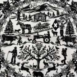 Vintage Swiss Coop Pro Montagna Cotton Bandana Scarf Alpine Swiss Folk Art Print