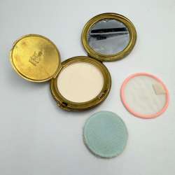 Vintage Powder Compact Soviet Brass Compact Mirror Vanity Case Gold