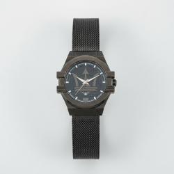 Men's Stainless Steel Mesh Strap Watch Gunmetal Black Quartz Date Analog Timepiece Luxury Style