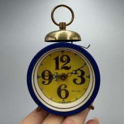 Vintage Blessing Alarm Clock West Germany Mechanical Blue Desk Clock Working