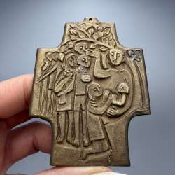 Vintage Egino Weinert Bronze Cross Jesus Friend of Children Germany with Box