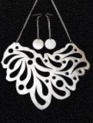 chic set openwork necklace and silver earrings handmade