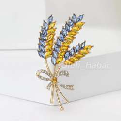 patriotic brooch three ears of wheat in blue and yellow(1817)