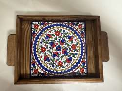 Elegant Wooden Tray with Traditional Pattern