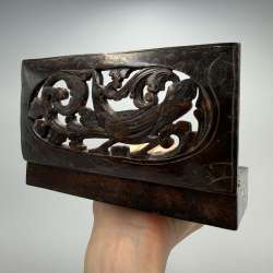 Antique Hand Carved Wooden Trinket Box Bird Floral Lid Inlay Jewelry Box Decor