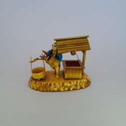 Vintage Rustic Well Plastic Figurine Man Drawing Water Small Decor Collectibles