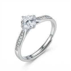 925 Sterling Silver Elegant Round Cut Solitaire Ring with Sparkling Diamond