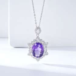 Natural Amethyst Necklace Women's 925 Silver 100% new design and high quality