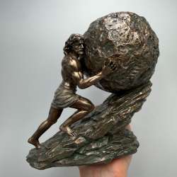 Sisyphus Bronze Finish Figurine Polystone Greek Mythology Statue Home Decor Gift