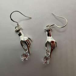 925 Sterling Silver Hand Earrings Gothic CZ Drop Earrings Witchy Jewelry Gift
