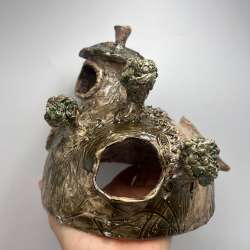 Vintage Ceramic Aquarium Cave Fish Tank Ornament Rustic Rock Hide Unique Decor