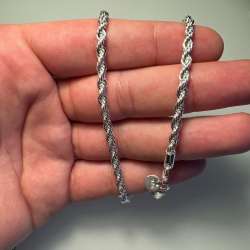 925 Sterling Silver Rope Chain Necklace Twisted Italy Style 20