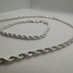 925 Sterling Silver Rope Chain Necklace Twisted Italy Style 20