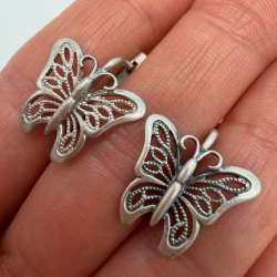 Vintage 925 Sterling Silver Filigree Dangle Earrings Women's Jewelry