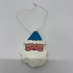 Whimsical Hat Santa Hand-Painted Wooden Ornament